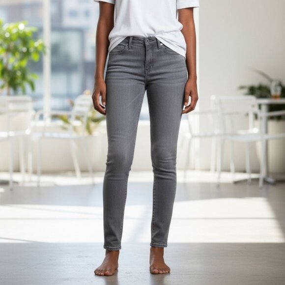 AG Adriano Goldschmied Women's Gray Skinny Lamb Leather Denim Jeans Size 26 - Picture 5 of 15